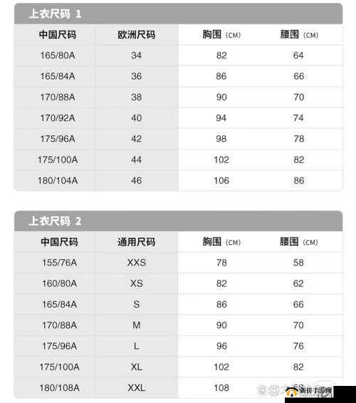 国产尺码与欧洲尺码表 2023-对比分析