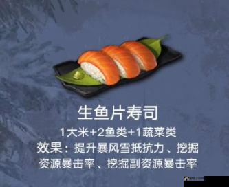 明日之后：生鱼片寿司制作配方介绍——美食与生存的完美结合