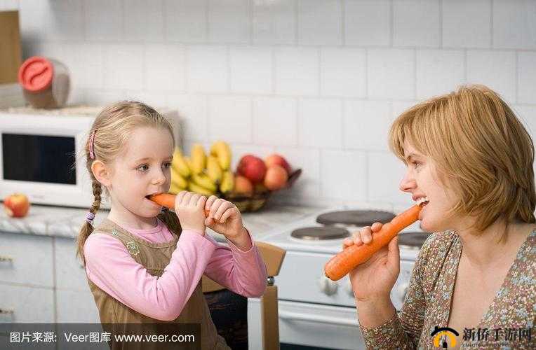 一小孩和妈妈胡萝卜黄：温馨相伴的日常