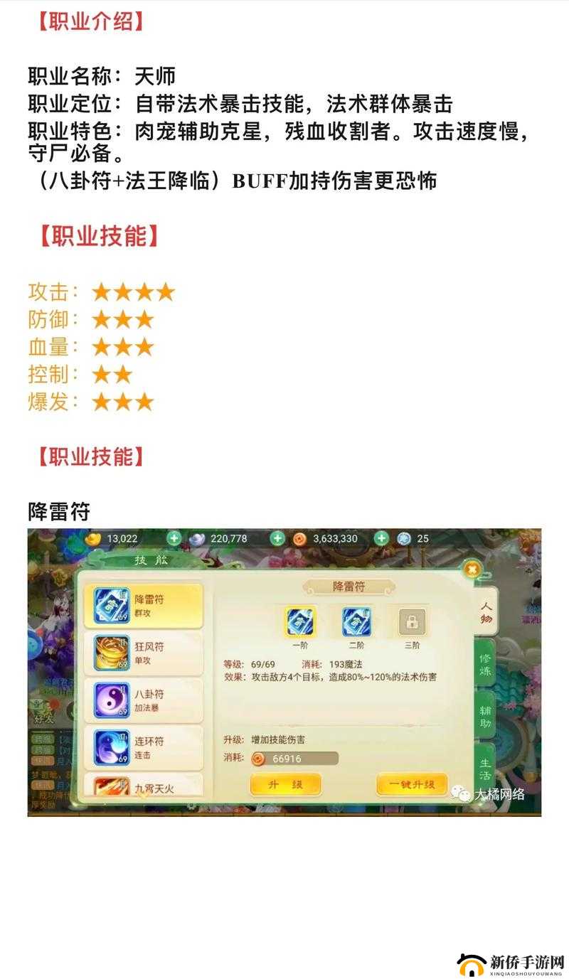 西游女儿国游戏中天师职业的特色定位与玩法深度分析